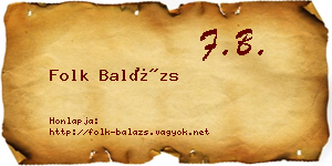 Folk Balázs névjegykártya